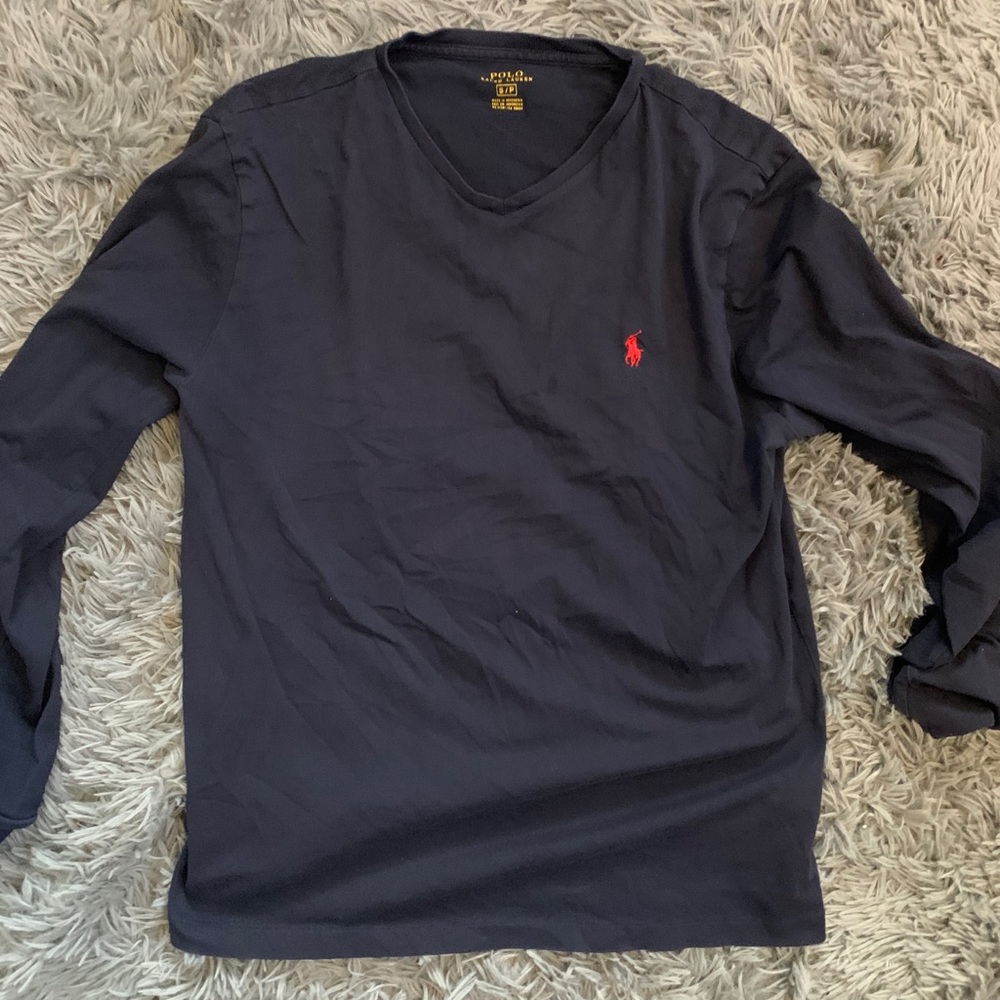 Polo Ralph Lauren blue V-Neck long sleeve shirt